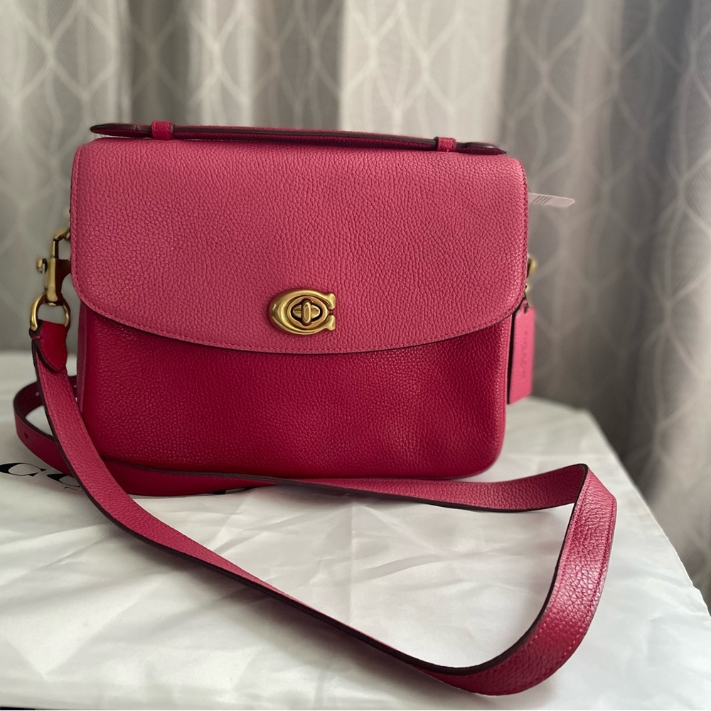 Coach Cassie Leather Crossbody Bag Bright Cherry Colorblock